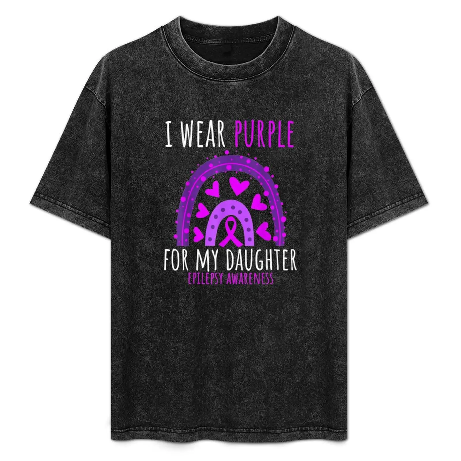 

Rainbow Hearts Mom Dad Purple Daughter Epilepsy Awareness T-Shirt Luxury man oversize t-shirts man street wear men workout shirt