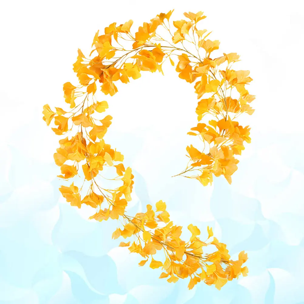 

Искусственная гирлянда из листьев гинкго длиной 2 м, премиум-качество, имитация ротанга, для декора дома, офиса, настенных полок, зеленая