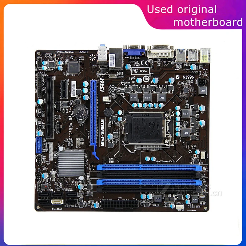 Used LGA 1155 For Intel B75 B75MA-P45 Computer USB3.0 SATA3 Motherboard DDR3 32G Desktop Mainboard