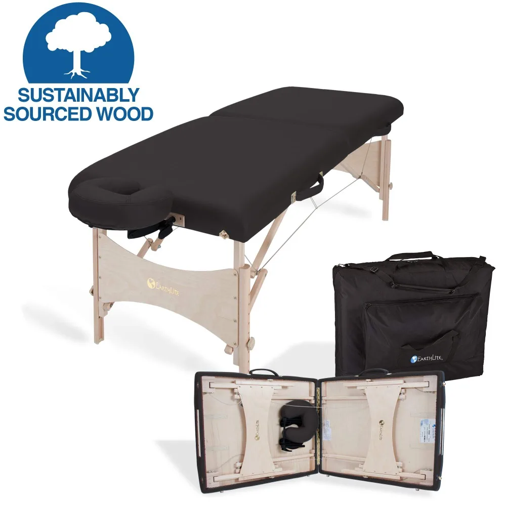 Table de massage portable pliable, physiothérapie, étirement, érable dur, confort aquatique supérieur Berceau et étui de transport pour le visage