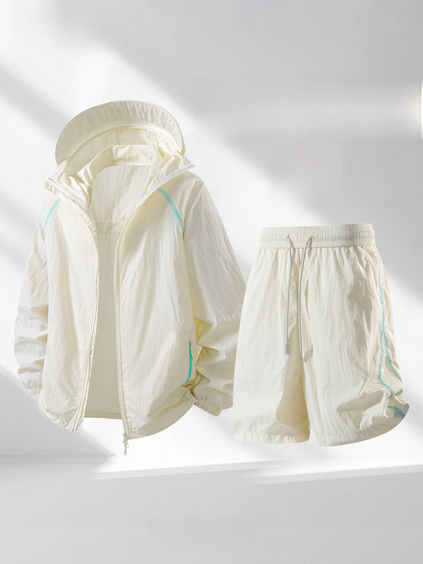 Conjunto de Proteção Solar Masculino TUCANO para o Verão, Calças Curtas de Seda Gelada, Conjunto de Duas Peças, Leve e Respir...