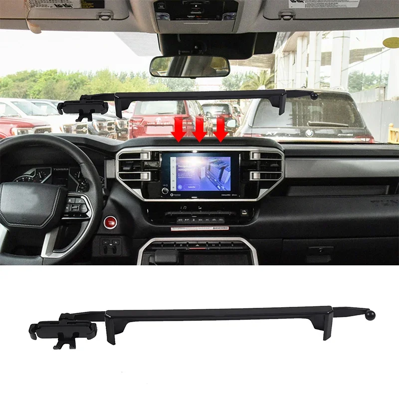 For  Toyota Tundra Sequoia 2022 2023 2024 ABS Black Car Center Console Navigation Bracket Mobile Phone Bracket Auto Parts