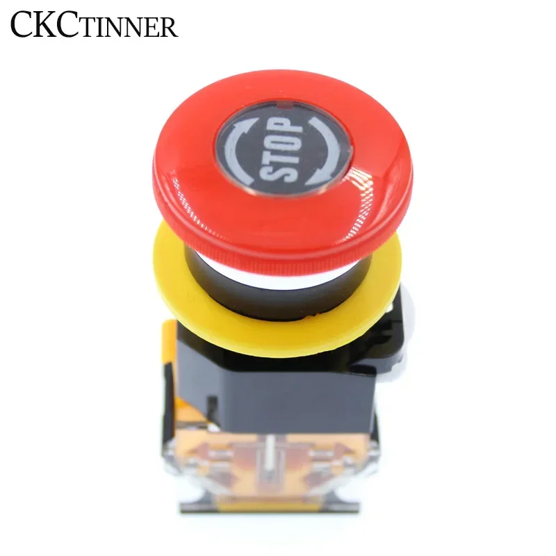 1PCS Emergency Power Push Button Switch LA38-11ZS stop Mushroom Head Emergency Stop Button Switch Self-Locking 22mm