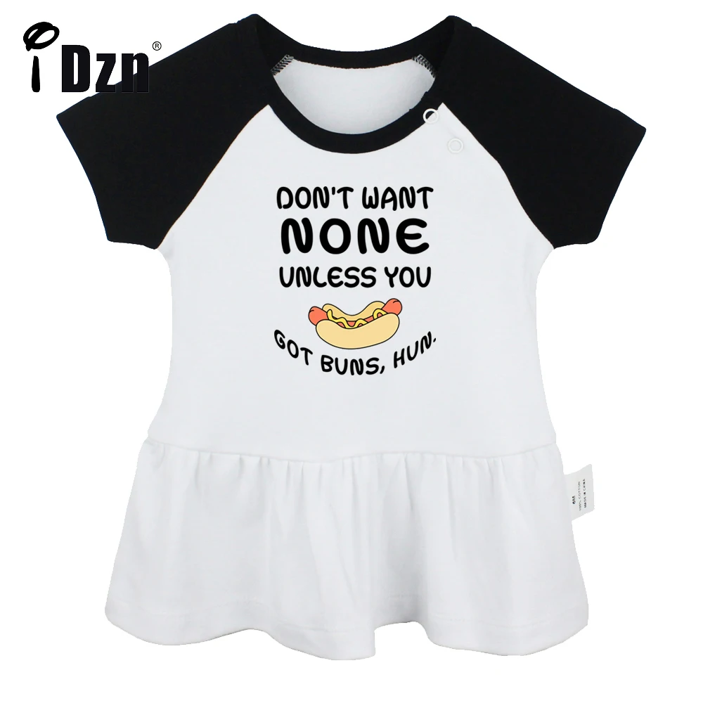 

Don't Want None Unless you Got Buns Hun Baby Girl Cute Short Sleeve Dress Infant Funny Pleated Dress Soft Cotton Dresses Clothes