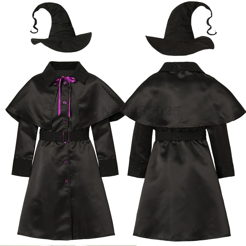 

Kids Girls Halloween Role Play Clothes Wizard Witch Costume Children Cosplay Medieval Sorcerer Dress Up Hat Outfit Party Gift