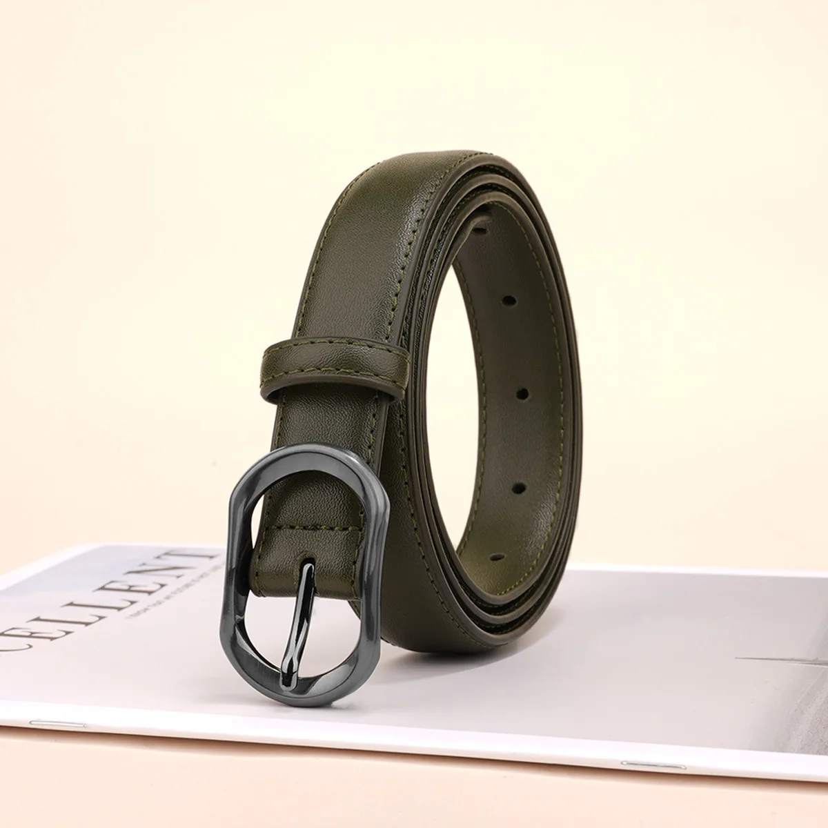 

Винтажный женский тонкий ремень из натуральной кожи, подходящий для джинсов и повседневной носки, классический ремень для джинсов с металлической пряжкой, модный