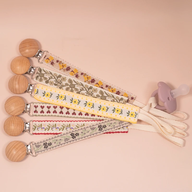 Custom Name Wooden Personalized Baby Pacifier Chain Silicone Bead Dummy Nipple Holder Guard Teether Pendant  Baby Accessories