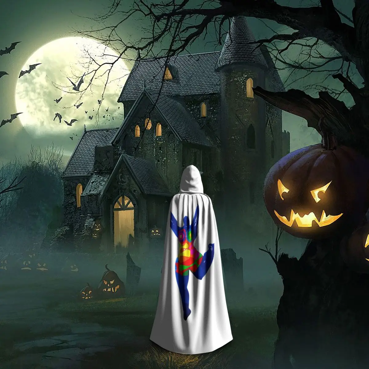 Blue Nana Biriney Tribute To Niki De Saint Phalle Long Hooded Cloak Witch Medieval Costume Cosplay Cape HalloweenVampire - view 6
