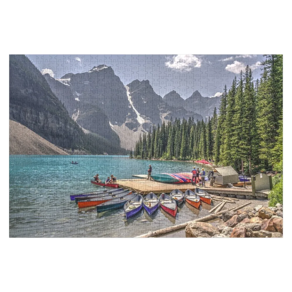 

Morraine Lake Kayaks Jigsaw Puzzle Custom Gift Jigsaw Pieces Adults Wooden Decor Paintings Wooden Adults Puzzle