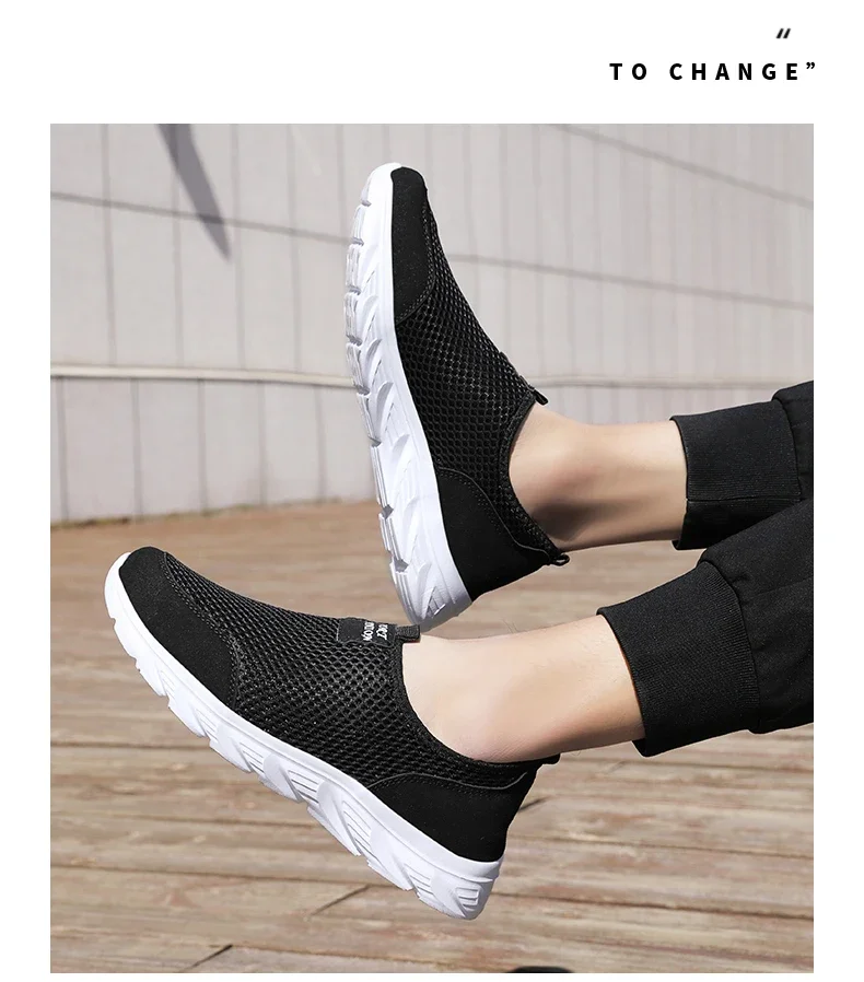 Summer Mesh Casual Shoes For Men Breathable Low-cut Men's Running Shoes Outdoor Non-slip Lightweight Sneakers Man Slip-on Shoes