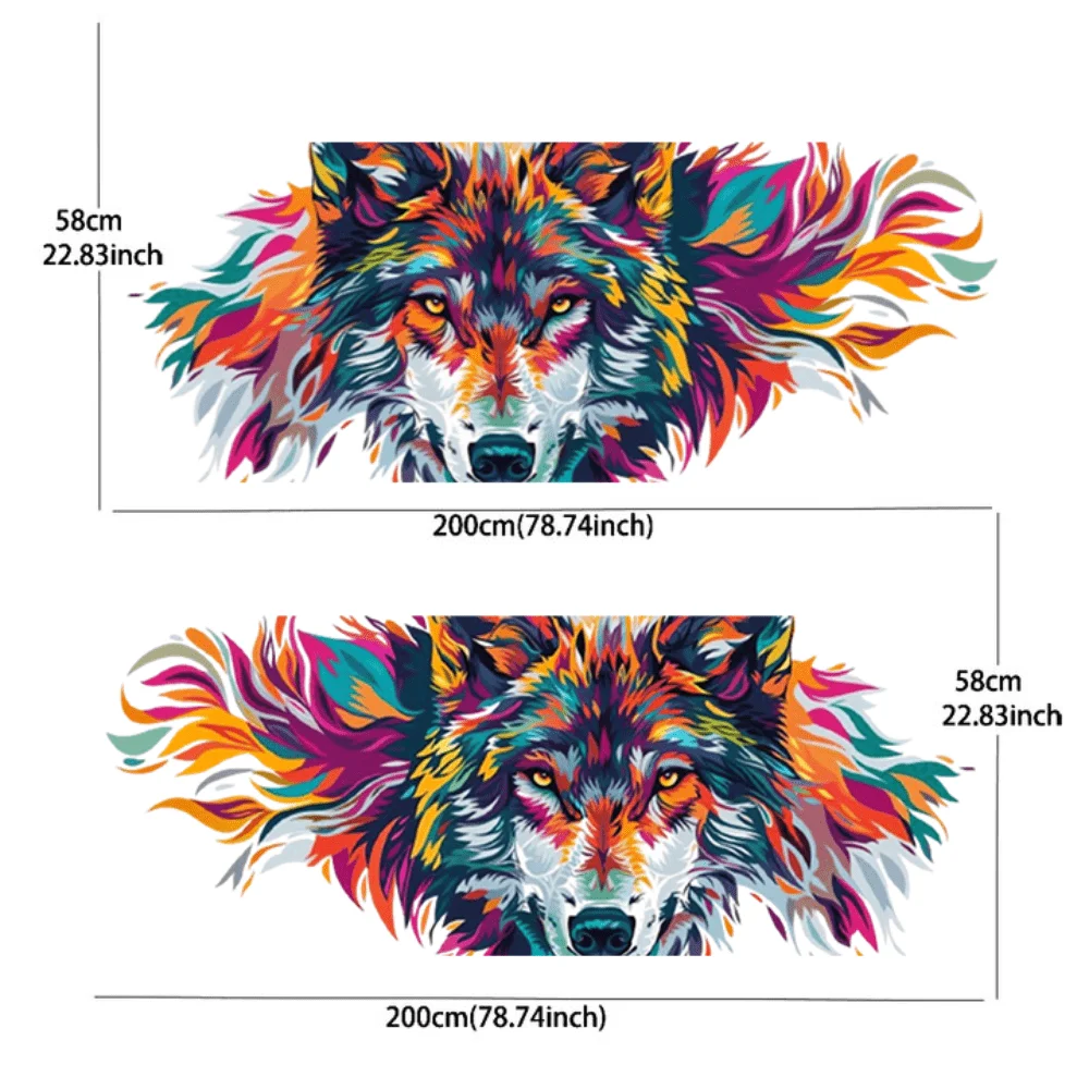 2PCS rose wrapped around black panther, colored fur wolf, black snake vinyl car decal - self-adhesive PVC sticker suitable for c