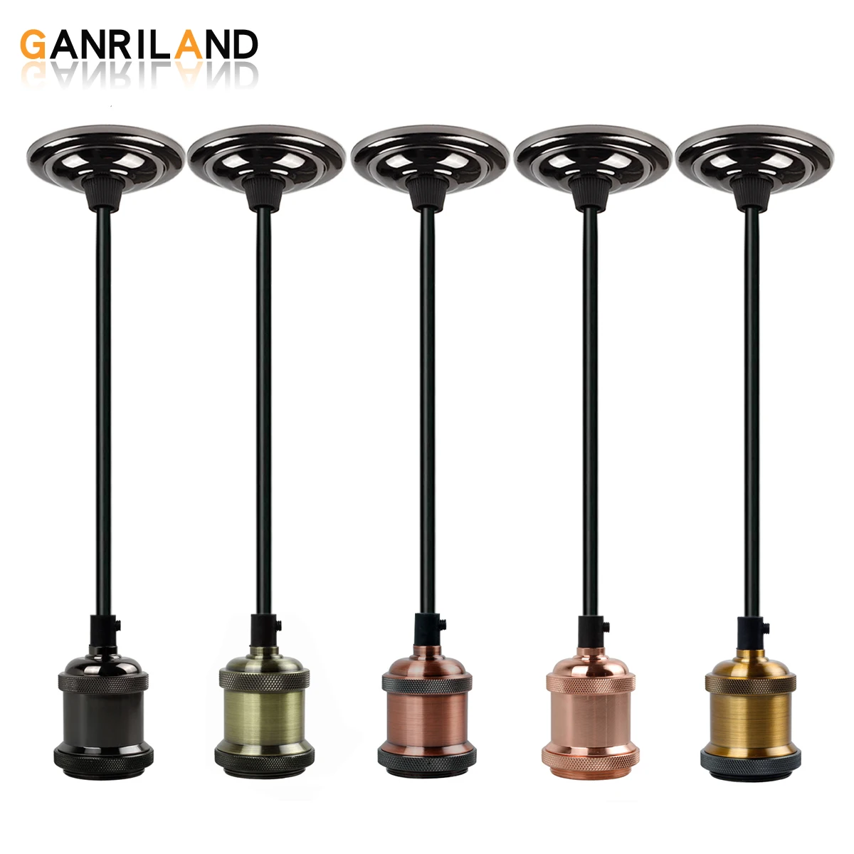 GANRILAND 1M Modern Industrial Pedant Light E26 E27 Lamp Holder Vintage 110V 220V Casting Ceiling Light Fixture For Restaurant