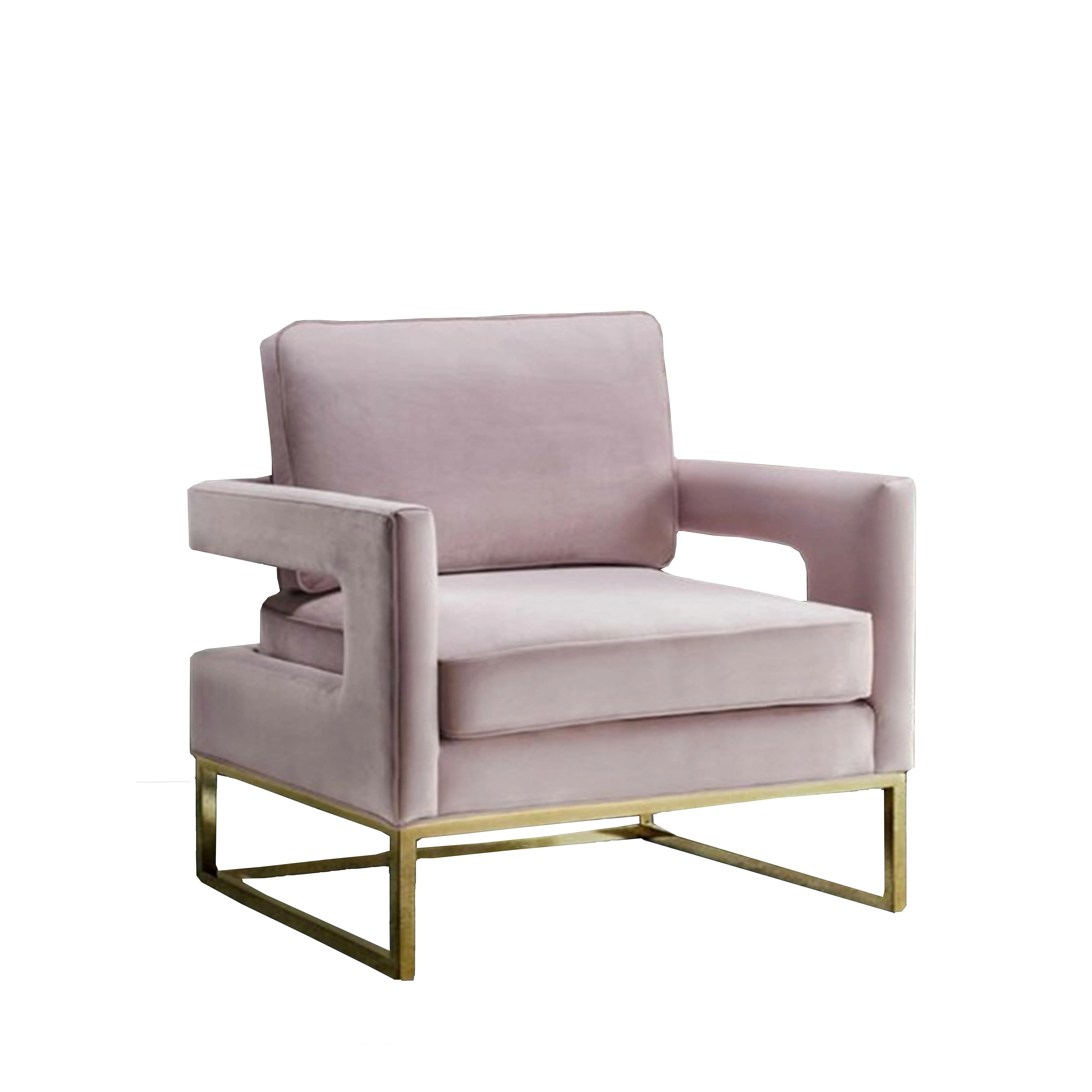 

z Leisure Fabric Velvet Single Luxury Stainless Steel Gold Color Legs Nordic Accent Chair Armchair