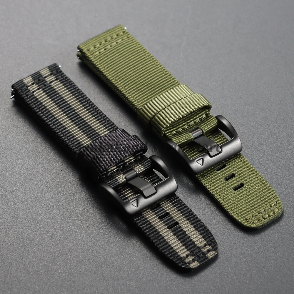 ブラックステンレス鋼時計バックル 22 ミリメートルガーミンナイロンシリコーン革時計ストラップ金属ボタン交換時計アクセサリー