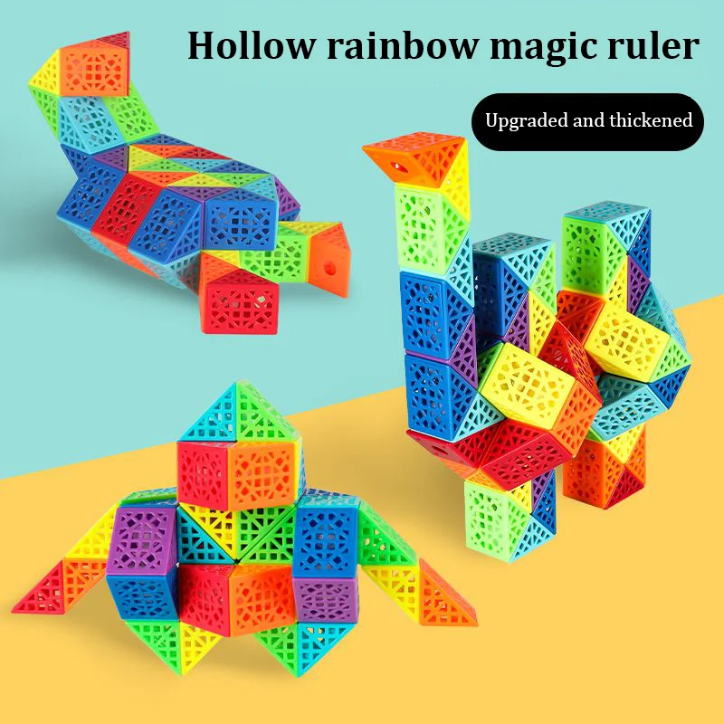 SENGSO Hollow Magic Ruler 24/36/48/60/72 Segments Blocks Magic Snake Cube Fidget Toy for Kids a Fun and Entertaining Puzzle Cube