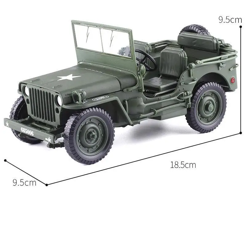 1/18 WILLYS Off Road Military Army Vehicle Miniature Model Zinc Alloy Toy Car Free Wheels Diecast Metal Collection Gift Kids