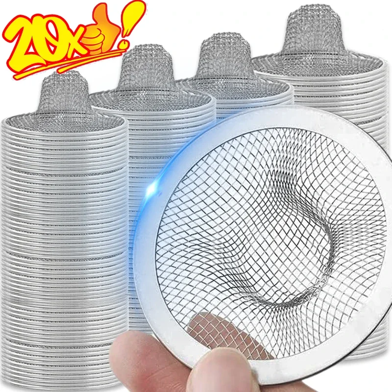 20x Stainless Steel Sink Filter Kitchen Bathroom Floor Drain Mesh Filters Drain Basket Waste Screen Hole Trap Strainer Stopper