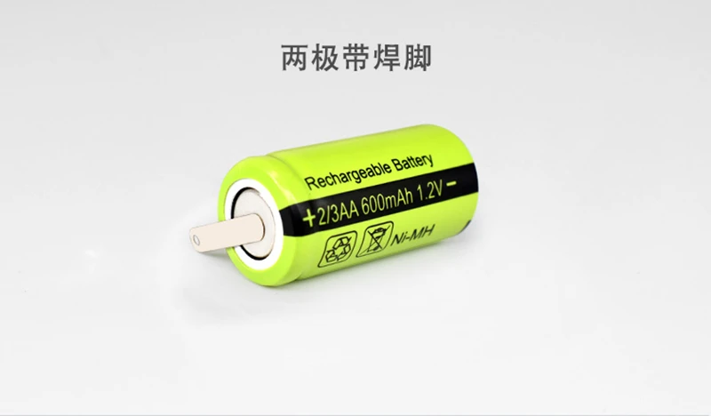 2 sztuk/partia 2/3AA Ni-MH akumulator 1.2v 600mAh