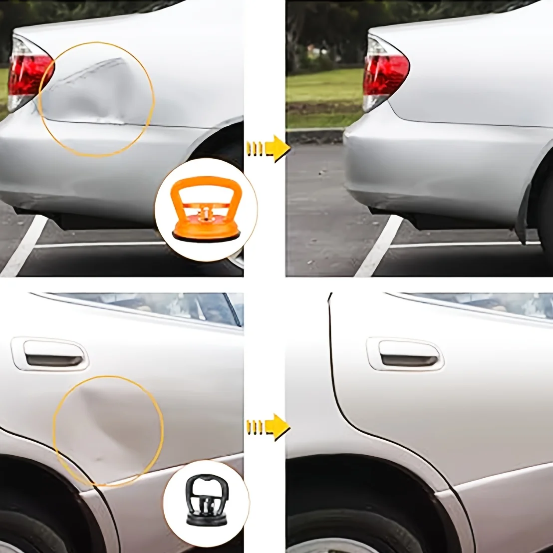 2 peças extrator de impacto de carro, não carregado, material abs, formato de carro, extrator côncavo de sucção de grande tração com disco de sucção de carro para reparo de amassados