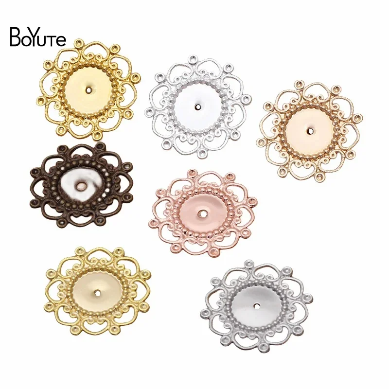 

BoYuTe Wholesale (50 Pieces/Lot) Metal Brass Stamping 28MM Flower Plate DIY Vintage Jewelry Accessories Handmade Materials