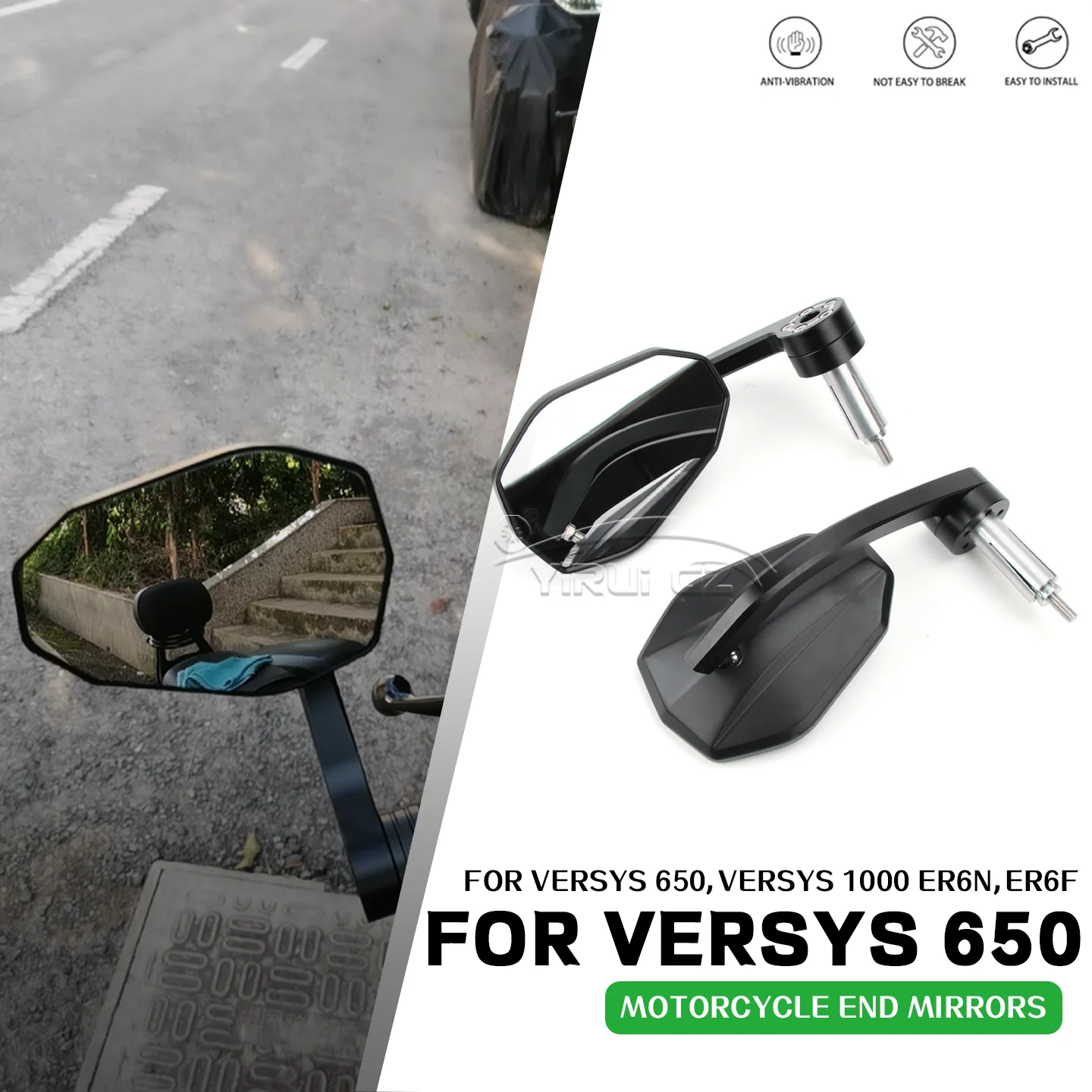 

For KAWASAKI Versys 650 versys 1000 650 1000 ER6N ER6F Motorcycle Bar End Mirror Handlebar End Side Rearview Mirrors Wide Vision