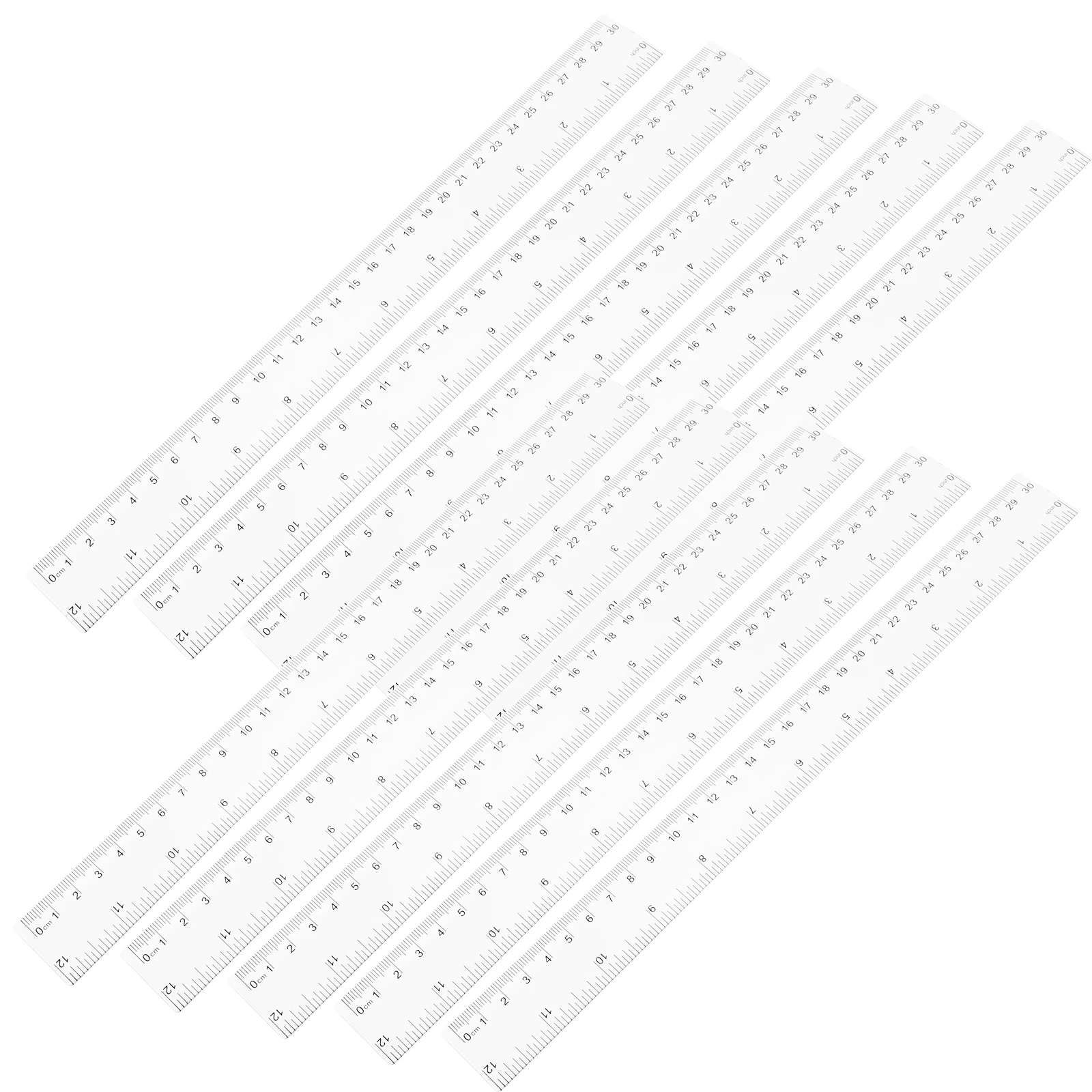 10Pcs Transparent Ruler Set Compact Lightweight ABS Scale for School Student Stationery Drawing Measuring Tool Professional
