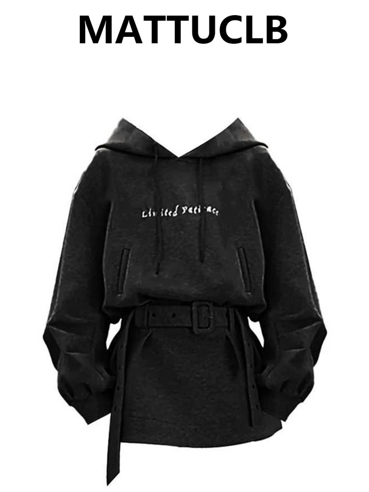 

2025 Autumn Winter Women American Retro Hoodie Dress Long Sleeve Sweatshirts 2000s College Style Harajuku Y2k One-Piece Clothing