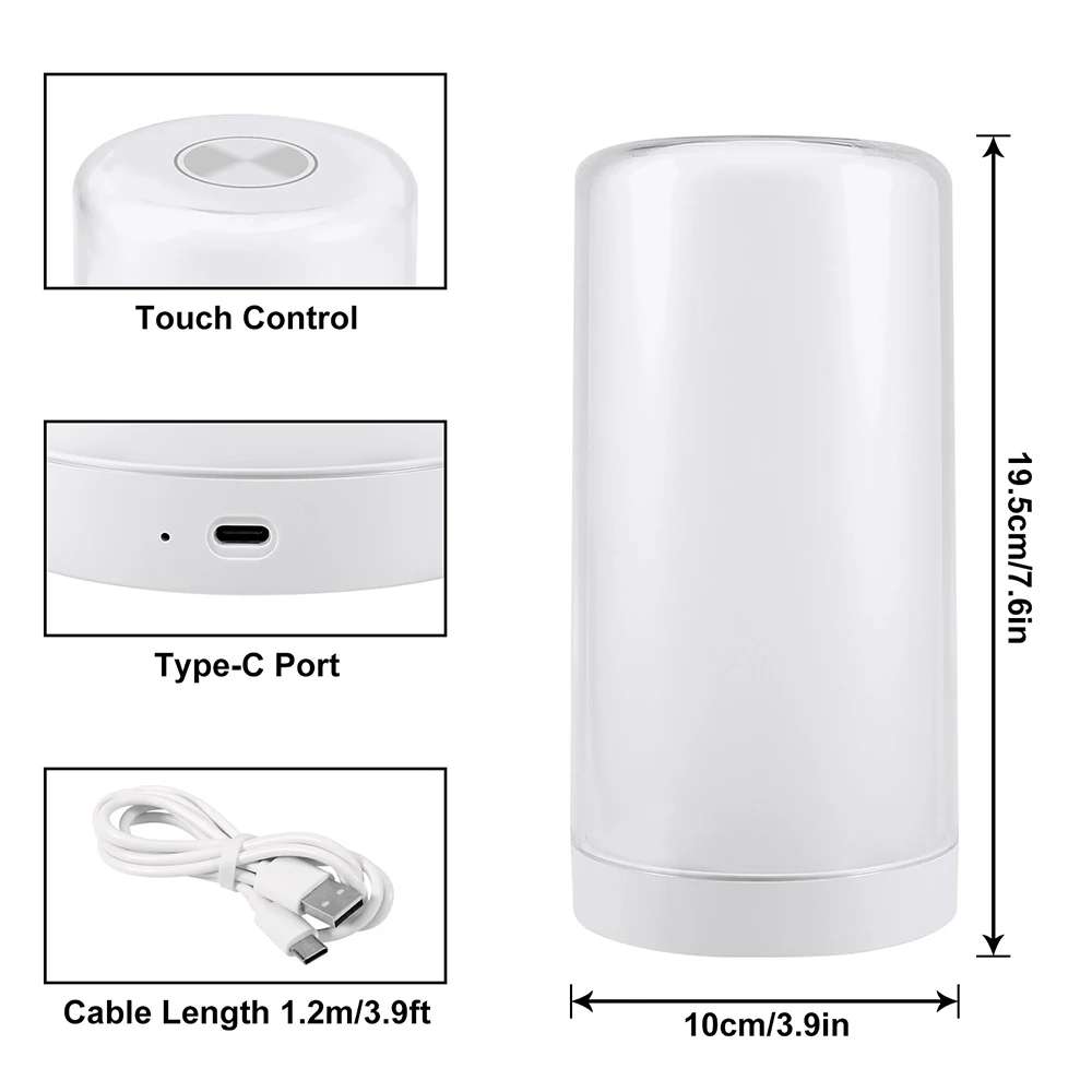 USB Smart Table Lamp WiFi Portable Bedside Lamp Works with Alexa Google Home RGB Night Lights Dimmable LED Nightstand Touch Lamp