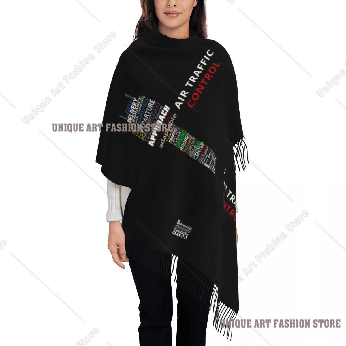 

Изготовленный на заказ шарф с контроллером воздушного движения, женский длинный зимний теплый платок с кисточками, унисекс, шарфы для пилота воздушно-истребителя