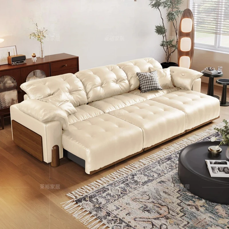 

Cream Extendable Reclining Sofa Bed Comfort Designer Modern Couch Meditation Straight Lounge Canape Salon Interior Decorations