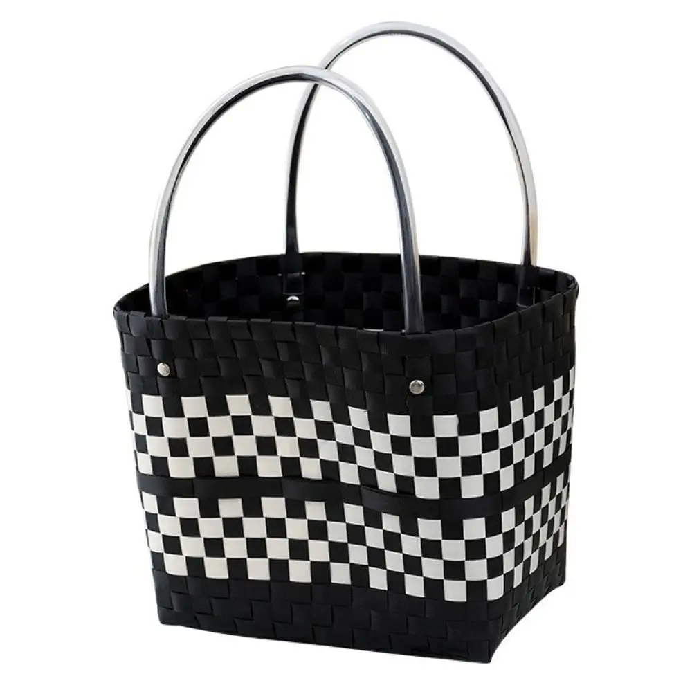 Portable Hand-woven Vegetable Basket Bag Vintage Large Capacity Casual Woven Bag Mommy Bag Shopping Bag Tote Bag Household