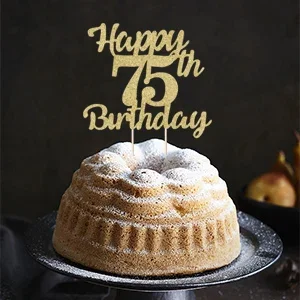 1 Stück 75. Geburtstagstorten-Topper für „Happy Birthday“, Geburtstagstorten-Topper, Tortendekoration – Detail 2