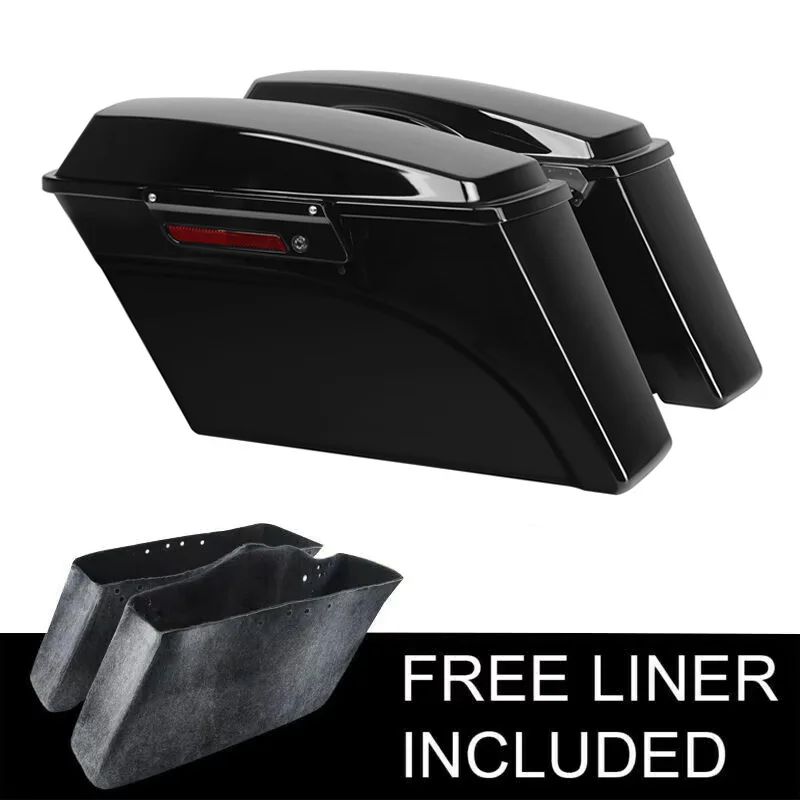 Motorcycle Vivid Black Hard Saddlebags Bag Latch Keys For Harley Touring Road King Glide 1994-2013