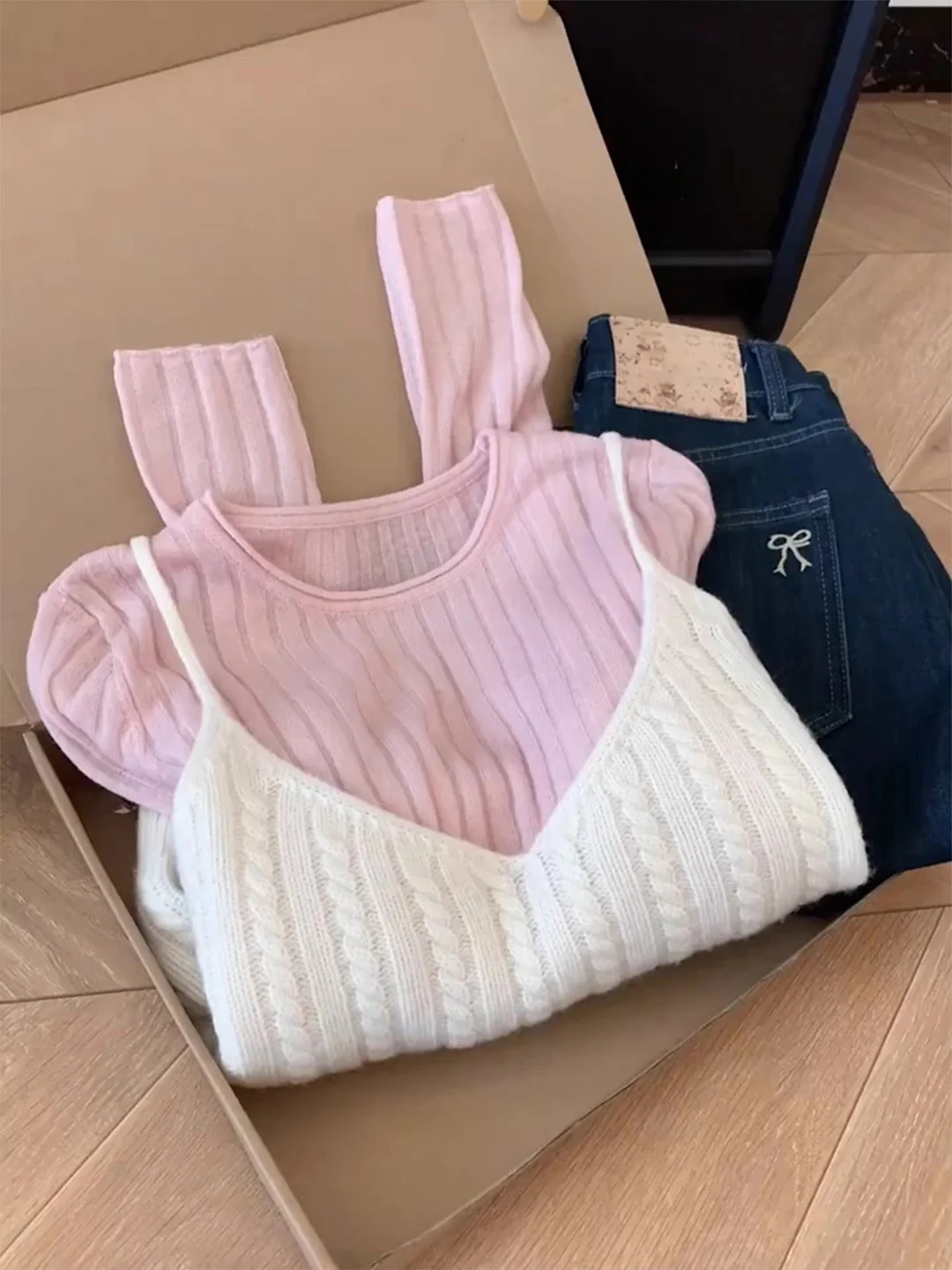 Top a Maglia Lungo Rosa con Gilet, Set di Moda Femminile Casual, Completo Due Pezzi con Scollo Rotondo, Vestibilità Comoda per la Stagione Autunnale