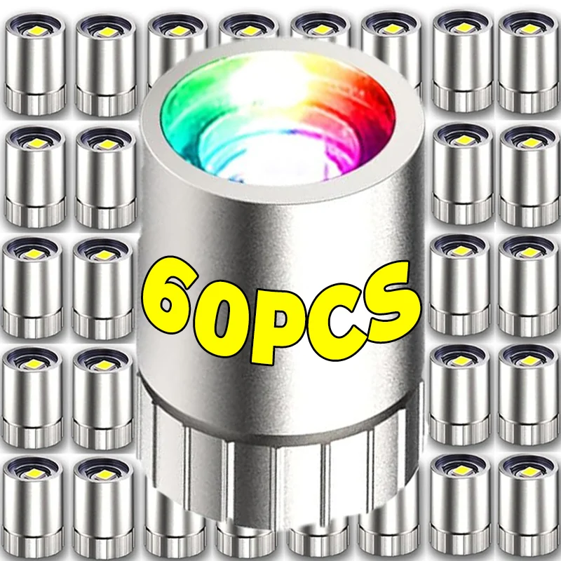 

60/10PCS Mini LED Light Bulb Colorful Miniature Lantern Wick Base Battery Powered Lights Handcraft Lighting Luminous Decoration