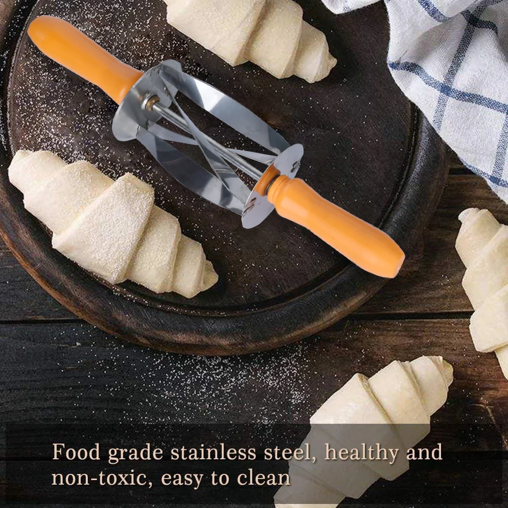 Bakest Croissant Dough Manufacturer Stainless Steel Roller Sliced with Plastic Handle for Making Triangle Bread