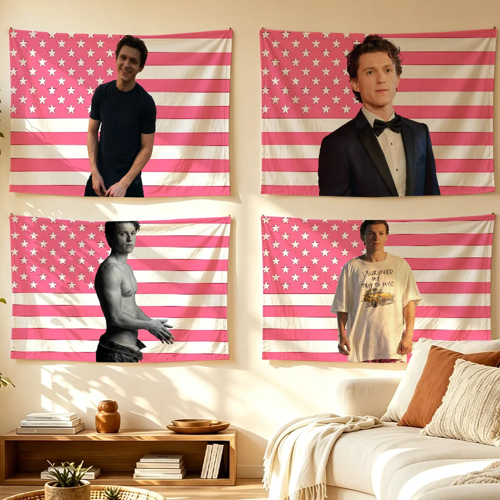 Actor T-Tom Holland-S flag Room Decoration Wall Tapestry Hanging Aesthetic Bedrooms Advertising Banner