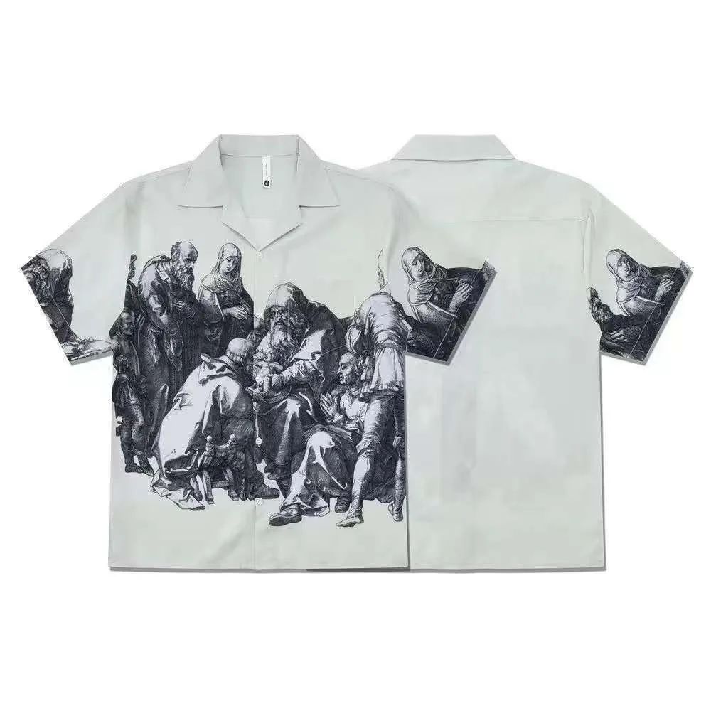 Y2K Vintage Shirt Men Summer Loose Casual Short Sleeve Button-Down Shirt Hip Hop Harajuku Oversized Streetwear Shirt 2026