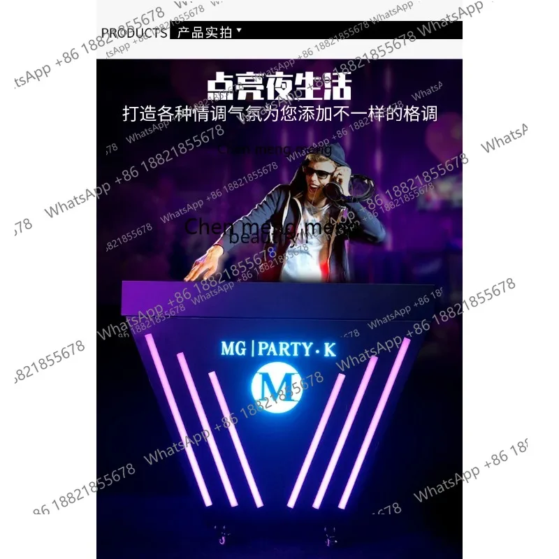 

Bar Party Room DJing Table Acrylic Mobile Bar Table Voice-activated Mixing Table KTV Luminous DJ Desk