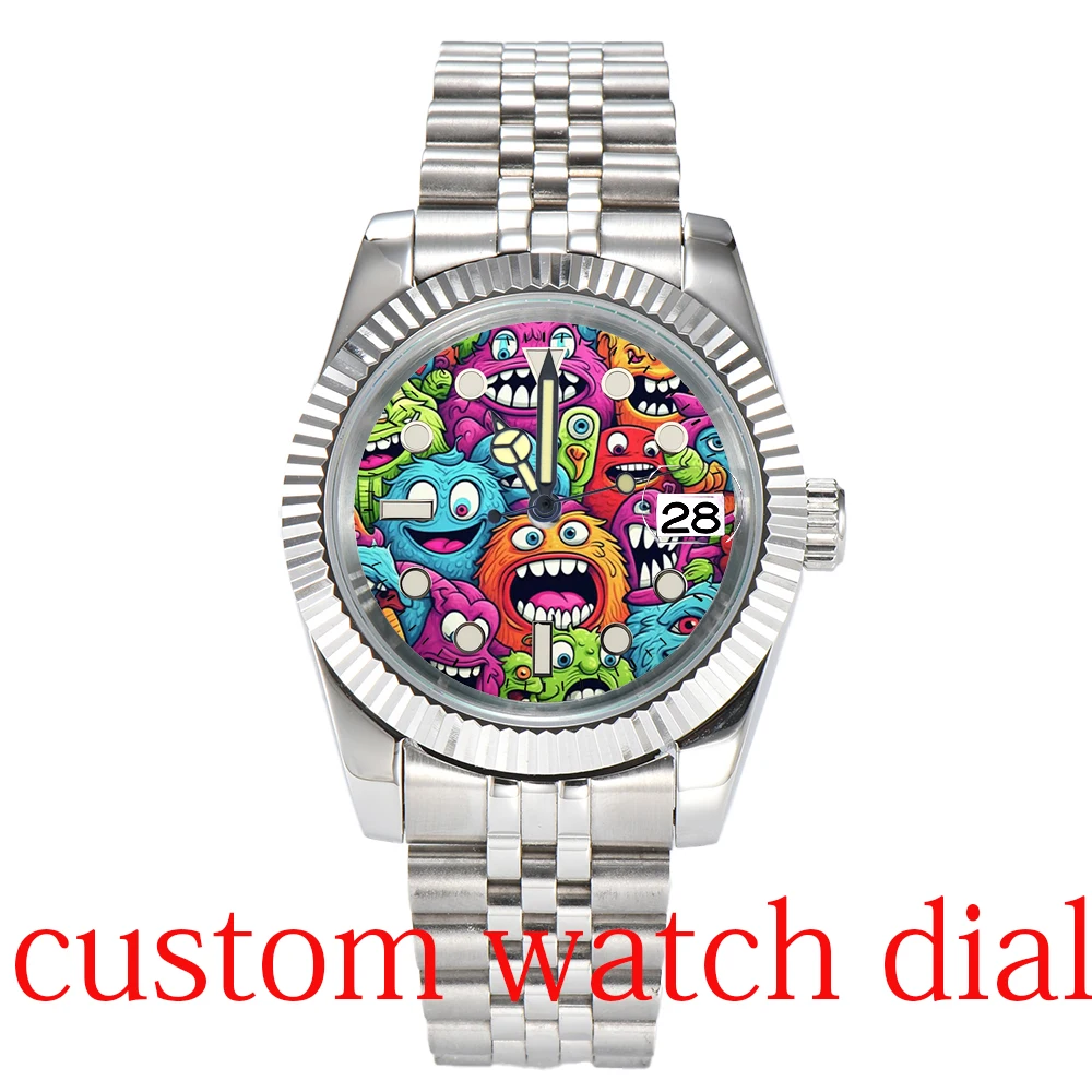 

Watch dial 28.5mm NH35 dial customized Creative dial color printing, watch components are fit for NH35/36 movement Luminous Dial