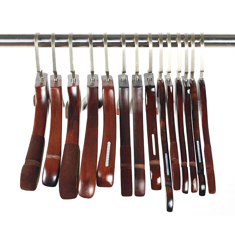 10-Piece Clothing Store Vintage Solid Wood Hanger Non-Slip Flocking Wooden Clothes Household Rack Pants