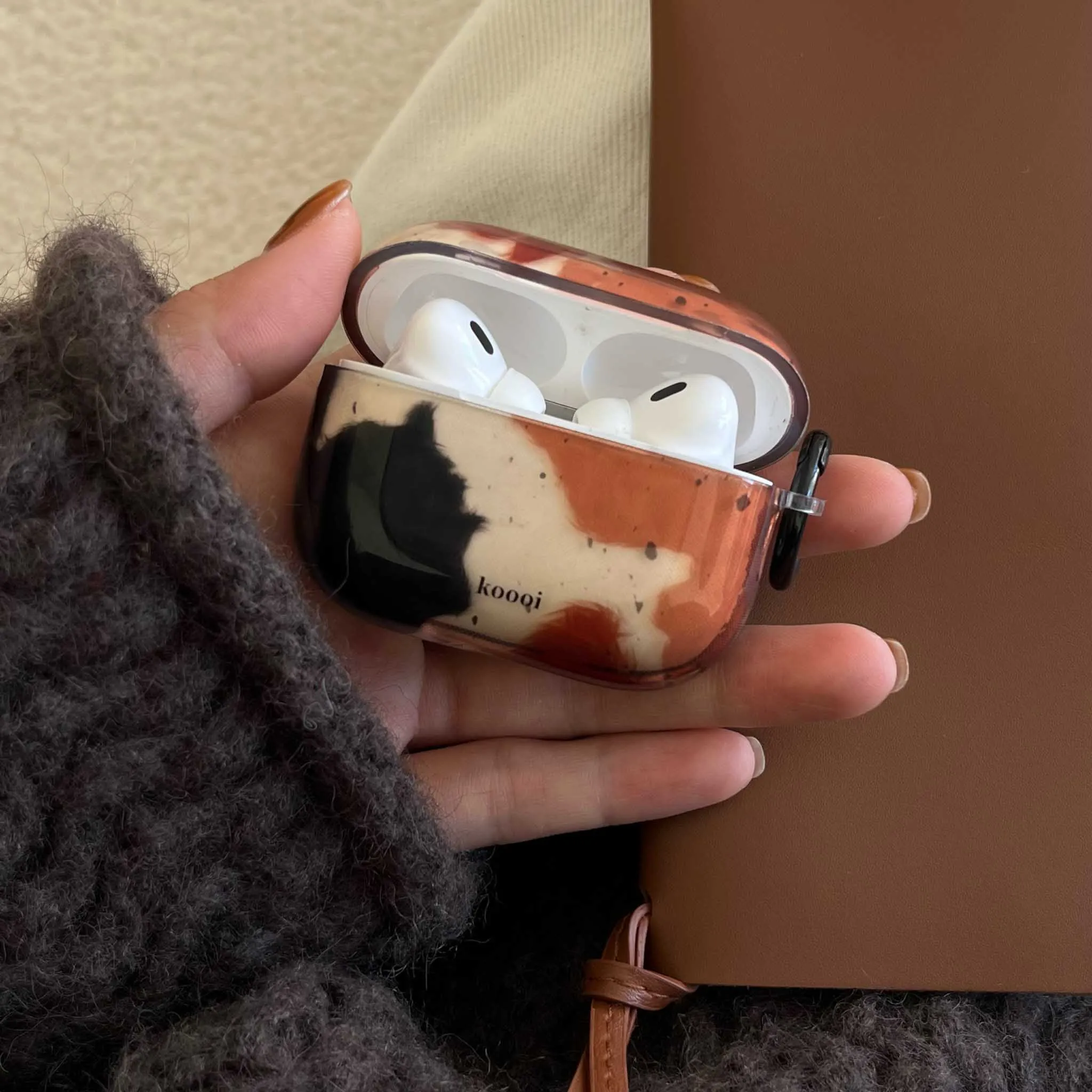 Autume Winter Vintage Amber Fundas For Airpods 3 Pro 1 2 Pro2nd Charging Box Cover For Apple Airpod 4 Ink-splash Earphone Case