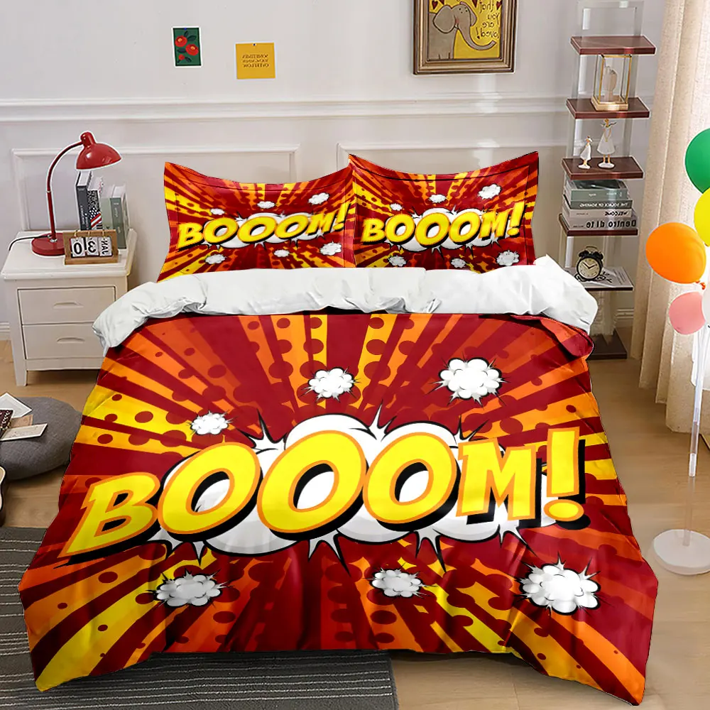 

"Vibrant Comic-Inspired Decorative Set" kid's and adults' bedroom decor, Exquisite three-piece bedding set gift