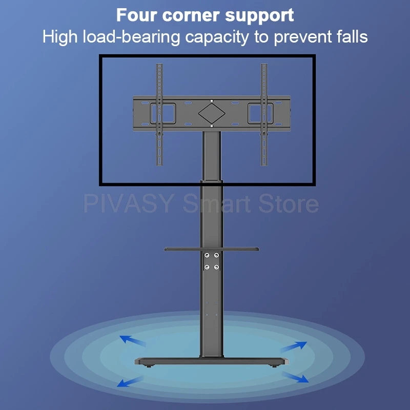 Rolling Stand Mobile TV Cart on Wheels for 32-65 Inch Flat Screen Height Adjustable Portable Floor TV Holder with Storage Tray