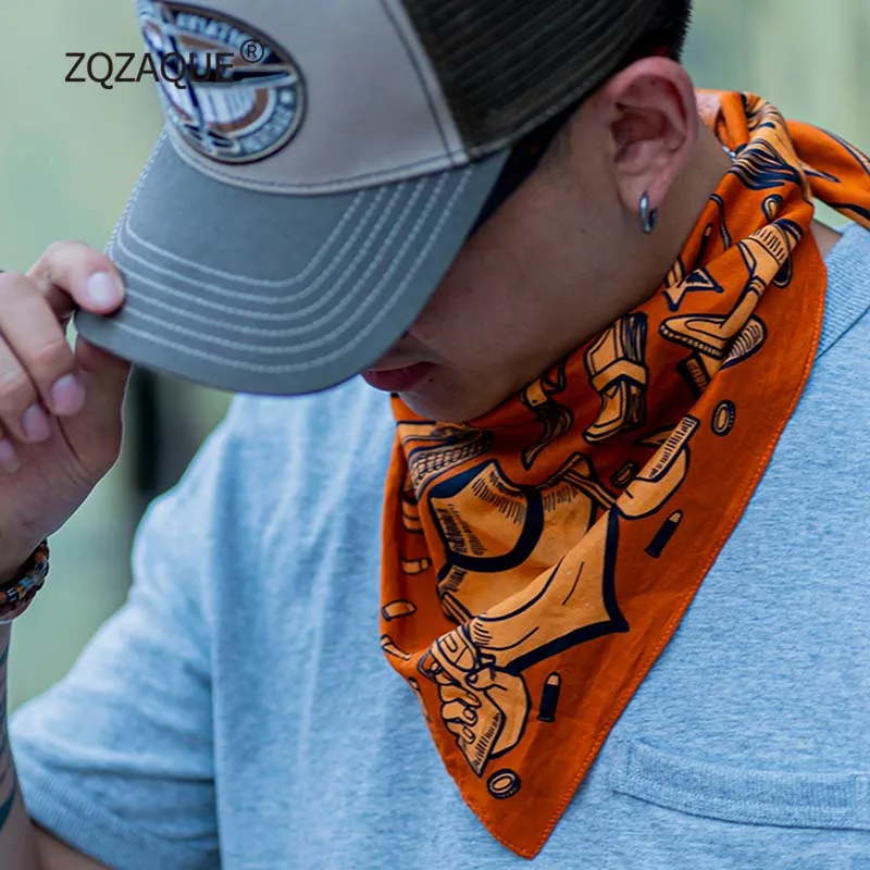 American Style Cotton Head Scarf 100% Good Quality Outdoor Cycling BANDANA Hip Hop Cool Printing Square Scarf Men Women S041