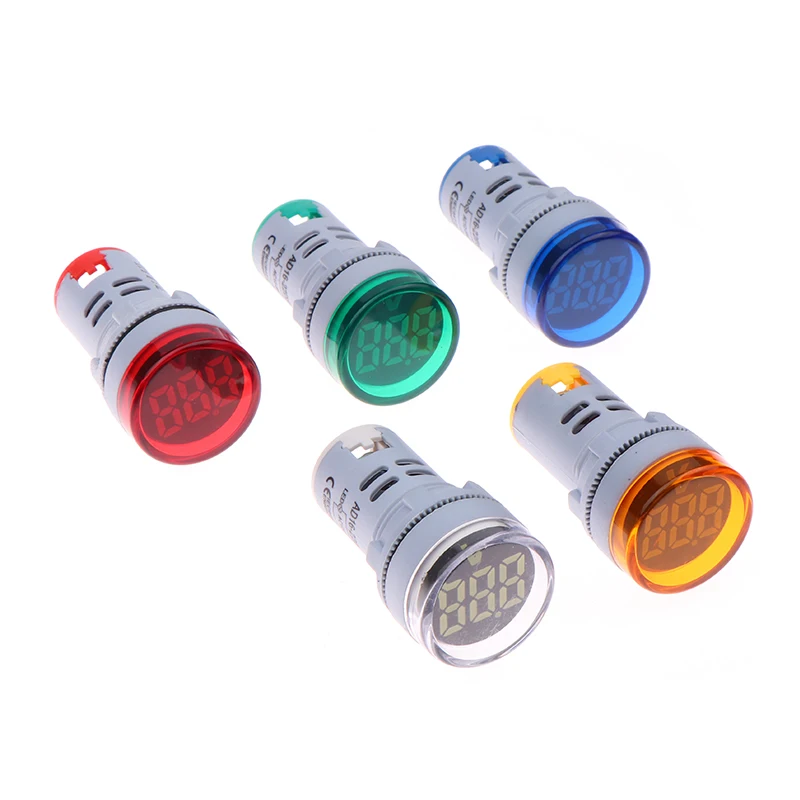 22mm AC 25-500V Round Mini Digital Voltmeter Ammeter LED Indicator Lamp Amp Volt Voltage Tester Meter Device