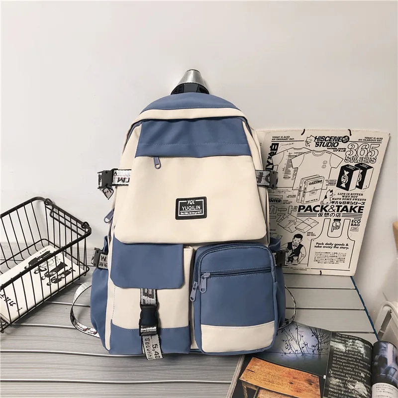 

Fashion Boys Large-capacity School Bag New Korean Nylon Backpack Girls Computer Travel Leisure Street University Book Backpack