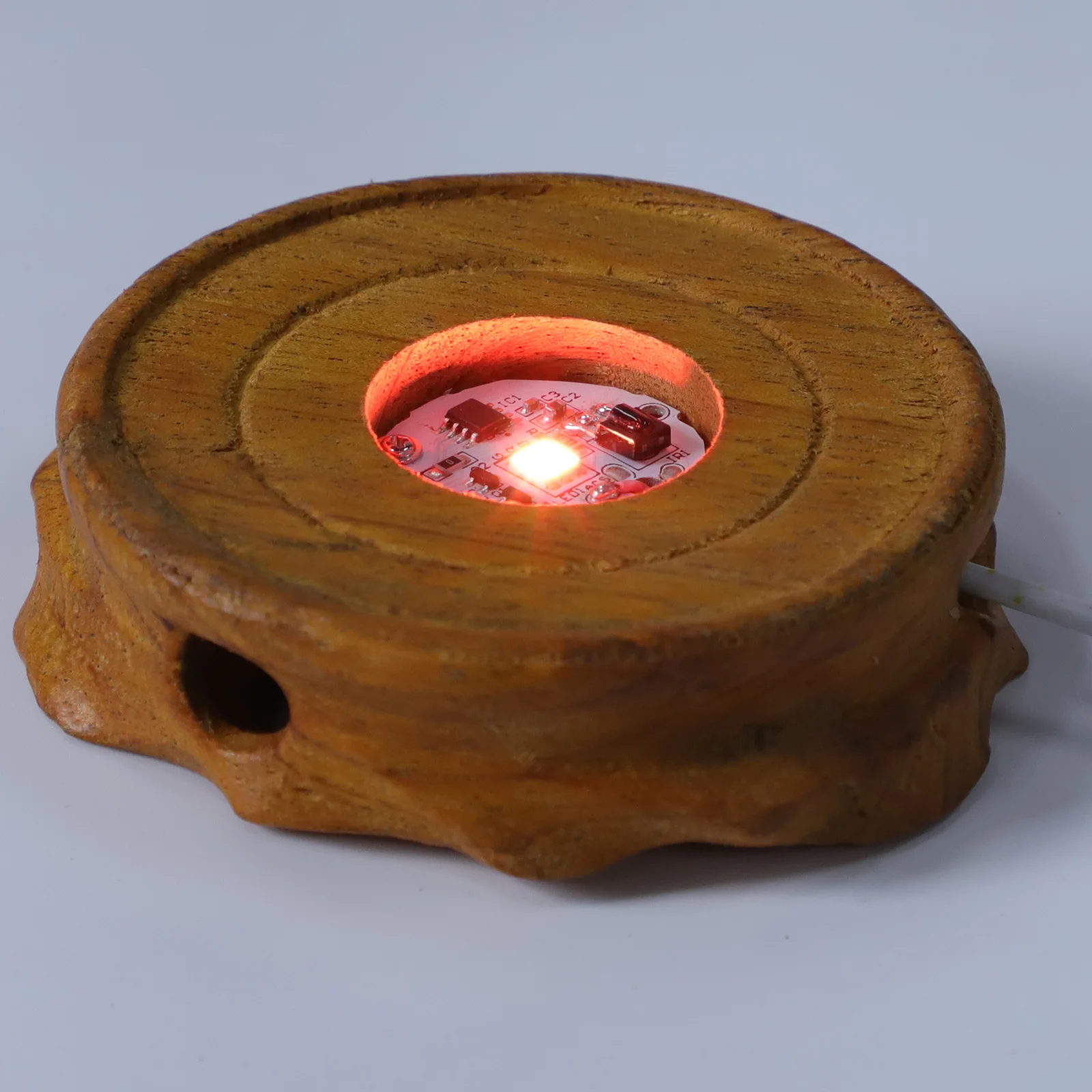 قاعدة عرض بإضاءة ليلية LED، حامل خشبي مضاء، حامل كرة زجاجي كريستالي، ديكور رومانسي لحفلات الزفاف #6