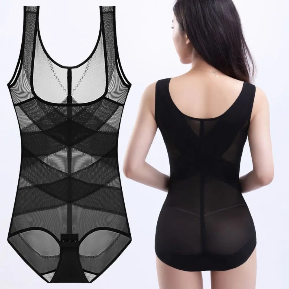 

Cross Fit Slimming Bodysuit Shaper Mesh Thin Seamless Women's Corset Jumpsuits Transparent Lingerie Body Shaping Jumpsuits