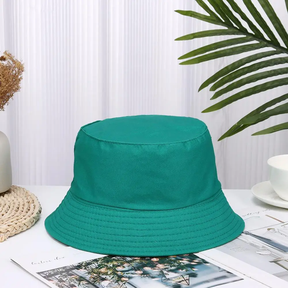 Unisex Cotton Bucket Hats Summer Foldable Sunscreen Panama Hat Solid Color Hip Hop Wide Brim Beach UV Protection Fisherman Hat